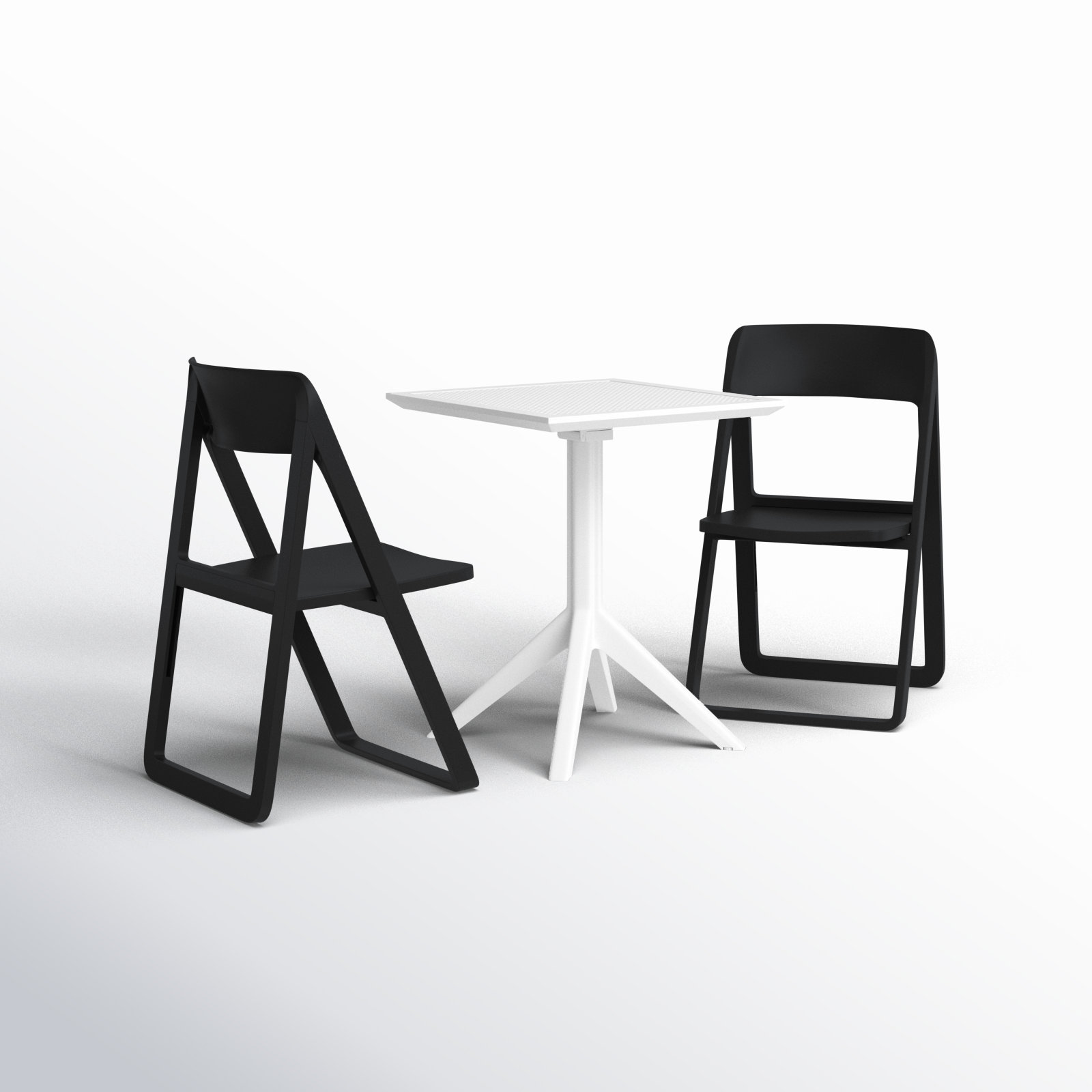 Farrah Square 2 - Person 23.6" Long Bistro Set, White/Black