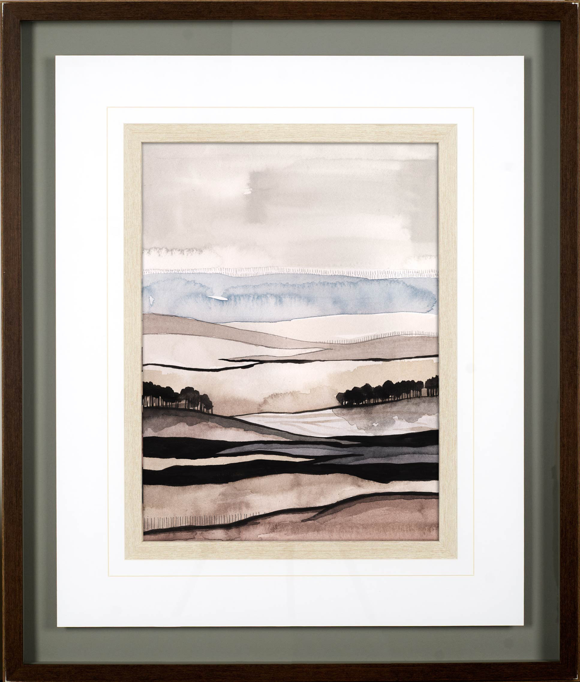 Abstract Duotone Pastel Minimalist Landscape Wall Art Framed On