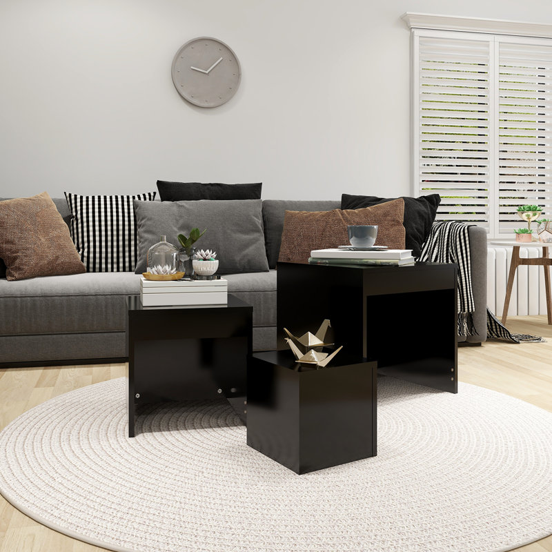 Gnesis Nesting Tables 3 pcs Engineered Wood, Black, Black