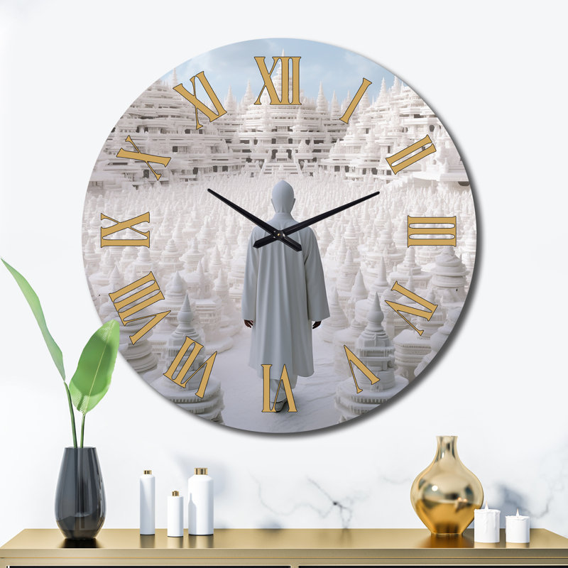 Horloge murale Bouddha blanc, Très grand