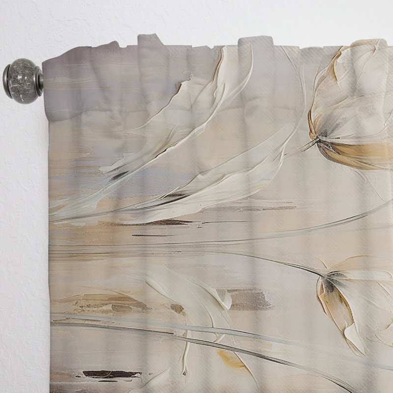 Symphonie I - rideau floral obscurcissant tulipe beige - 1 panneau, L 52 po x L 120 po