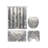 4 Piece Grey Gold Geometric Tile Bathroom Mat Kit