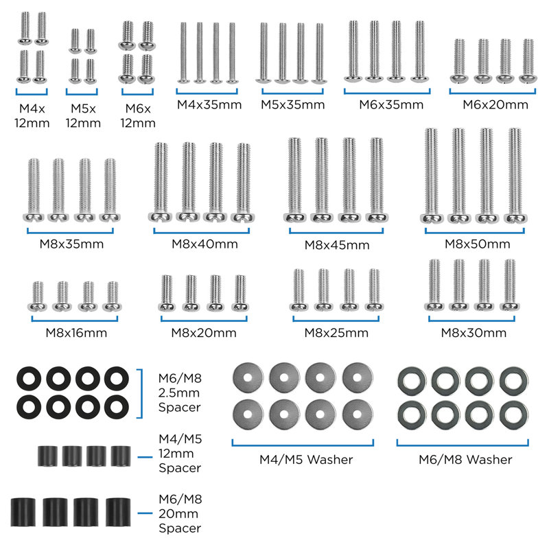 Universal VESA Wall Mount Hardware Kit with Steel Screws and Spacers