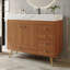 Meuble-lavabo autoportant 36 po avec comptoir en faux marbre, lavabo en céramique, 5 tiroirs et pieds en acier inoxydable-2047626718