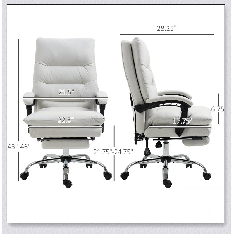 Chaise de bureau avec polyester, pivotante, soutien lombaire, massage, hauteur réglable, appui-tête, repose-pieds