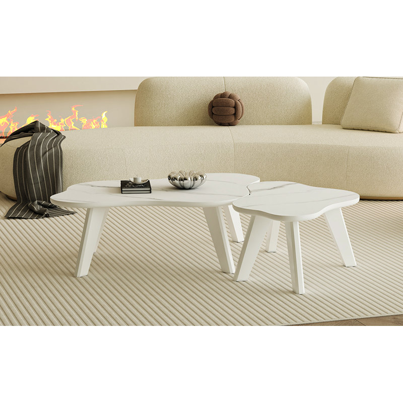  Table en bois aggloméré Cloud avec plateau blanc et bureau minimaliste moderne