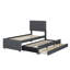Lit simple avec lit gigogne escamotable et 3 tiroirs de rangement en dessous, lit plateforme simple tapissier en lin-1617021607