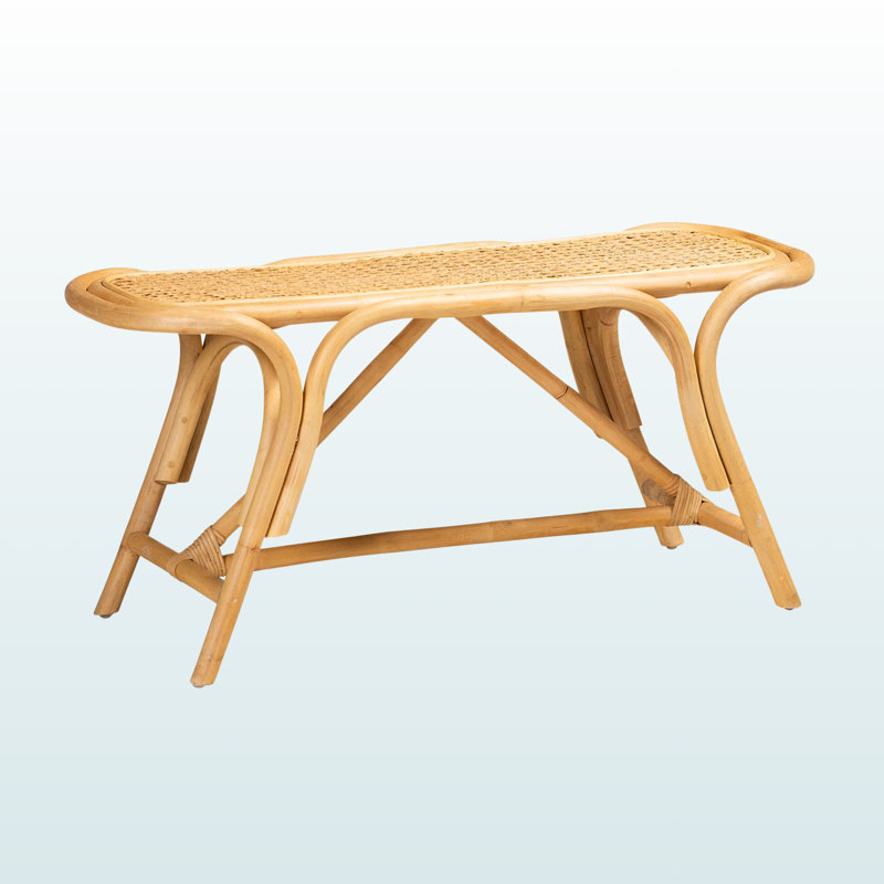 Banc bohème moderne en rotin brun naturel H 17,83 po x l 38,33 po x P 14,84 po Zaria