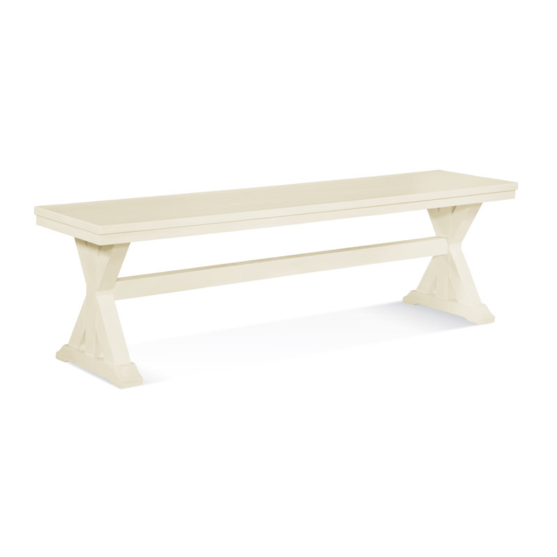 Hues Solid Wood Dining Bench, Antique Frost White