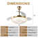 42" 3 - Blade Dimmable Ceiling Fan with LED Lights and Remote, Retractable Ceiling Fan