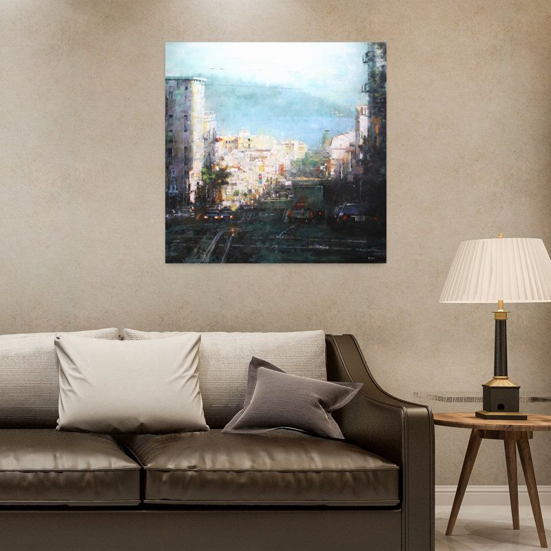 Baie, brume, paysage contemporain, art naturel, H 32 po x l 32 po
