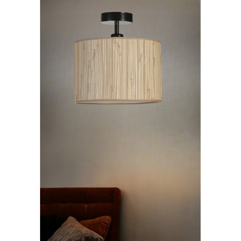 Lustre élégant en chêne et noir, 11,8 po de diamètre x 11,8 po de hauteur | Structure en métal robuste avec capuchon en bambou | Douille E27, 40 W maximum | Indice de protection IP20 | Idéal pour la salle à manger, le salon et les décors modernes