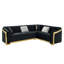 Canapé modulaire noir en forme de L de 106 pouces, garniture dorée, revêtement en velours, bouton, 5 sièges, coussins en éponge haute densité, accoudoirs roulés, design contemporain en noir, accents en acier inoxydable, coussins,-925727623