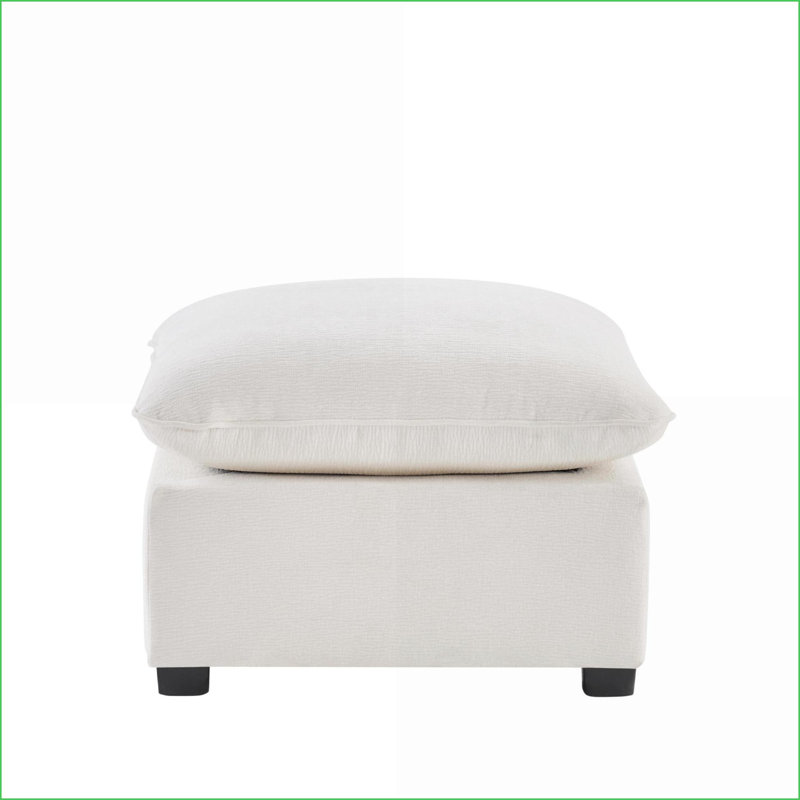 Repose-pieds pour canapé modulaire modulaire, siège de 26 po x 26 po, chenille, gris clair / gris anthracite | Bois massif | Noir