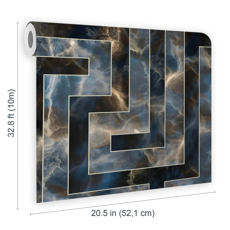 Fresco Agate Key Navy Geometric Wallpaper