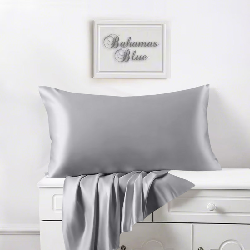 Luxury Satin Pillowcase Set of 2 - Silk Feel for Hair & Skin, Anti-Frizz & Cooling Effect, Silver