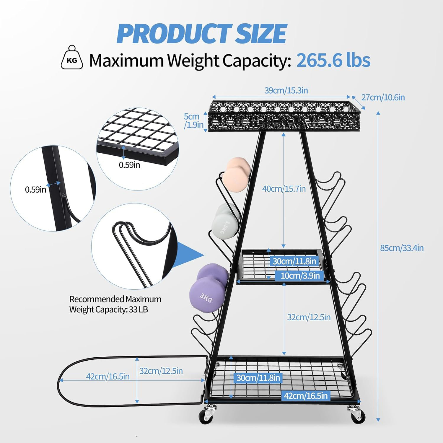 Sliding Weight Racks Rebrilliant Dumbbell Rack Stand, 4 Tier Weight Rack For Dumbbells And 3 ...