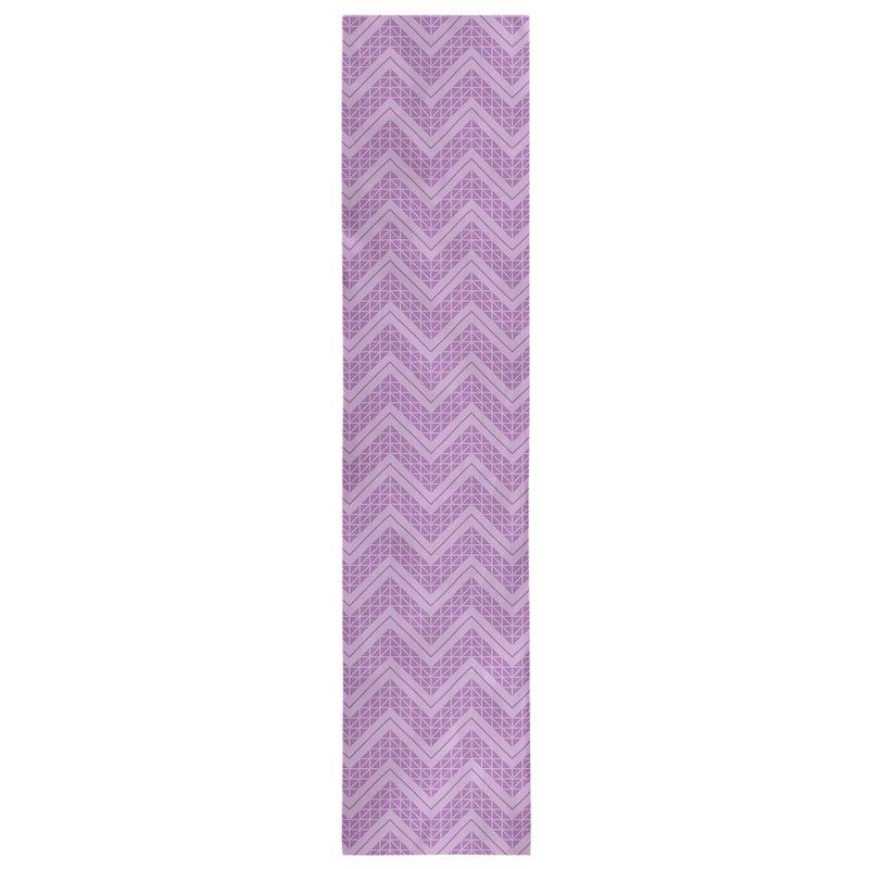 Stephenie Classic Hand Drawn Chevron Table Runner, 16" x 90", Dark Violet