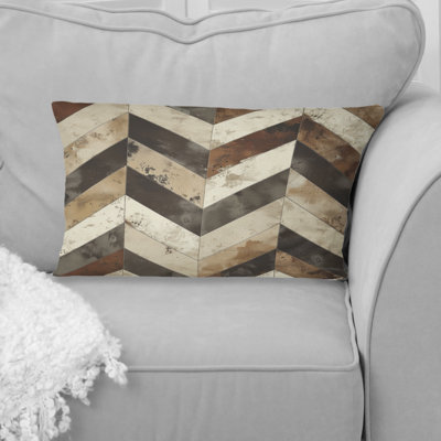 Brown Grey Dynamic Chevron III - Modern Lumbar Pillow