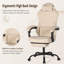 Fauteuil d'ordinateur de jeu ergonomique pour adulte de 47,5 à 51,4 po de hauteur, support lombaire de massage pivotant avec appui-tête et dossier réglables en hauteur