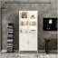 Grande vitrine de 76,75 po avec lumières DEL, cadre en acier et visibilité à 3 côtés pour les couloirs, les salons, les cuisines et les bureaux-131656150