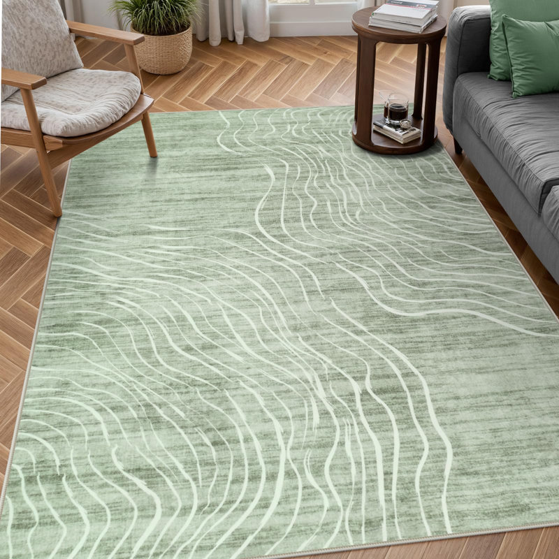 Modern Washable Area Rugs for Living Room Abstract Non-Slip Rugs for Bedroom, Carpet for Playroom, Rectangle 5' x 7'