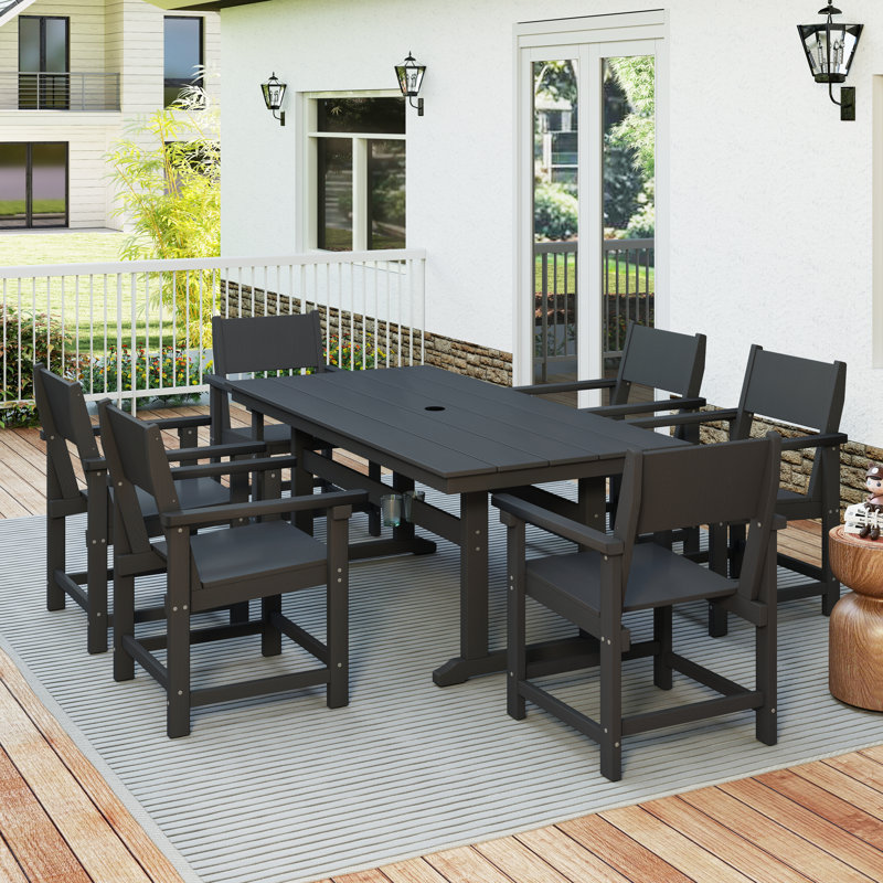Ensemble repas extérieur pour 6 personnes avec 6 chaises Reata, Noir
