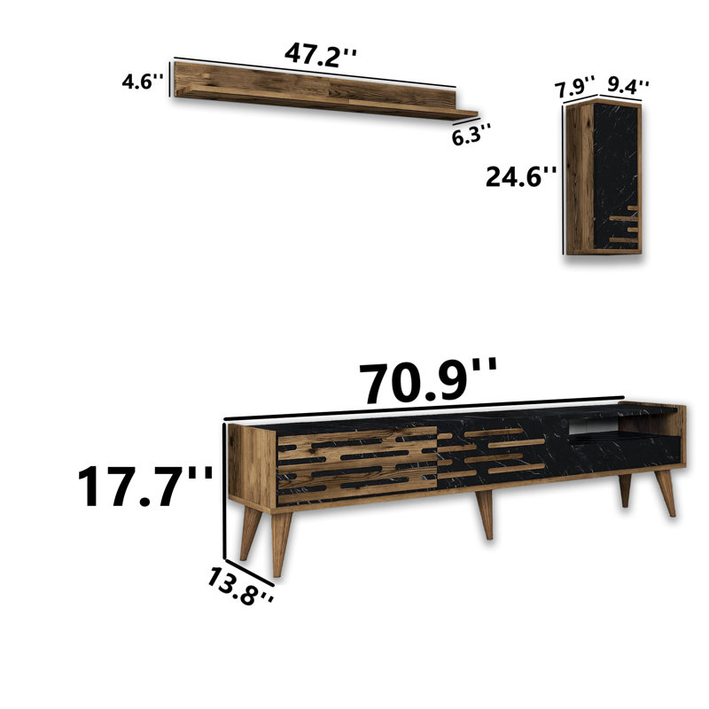 3 Pieces Patterned Entertainment Center For Tvs Up To 78''