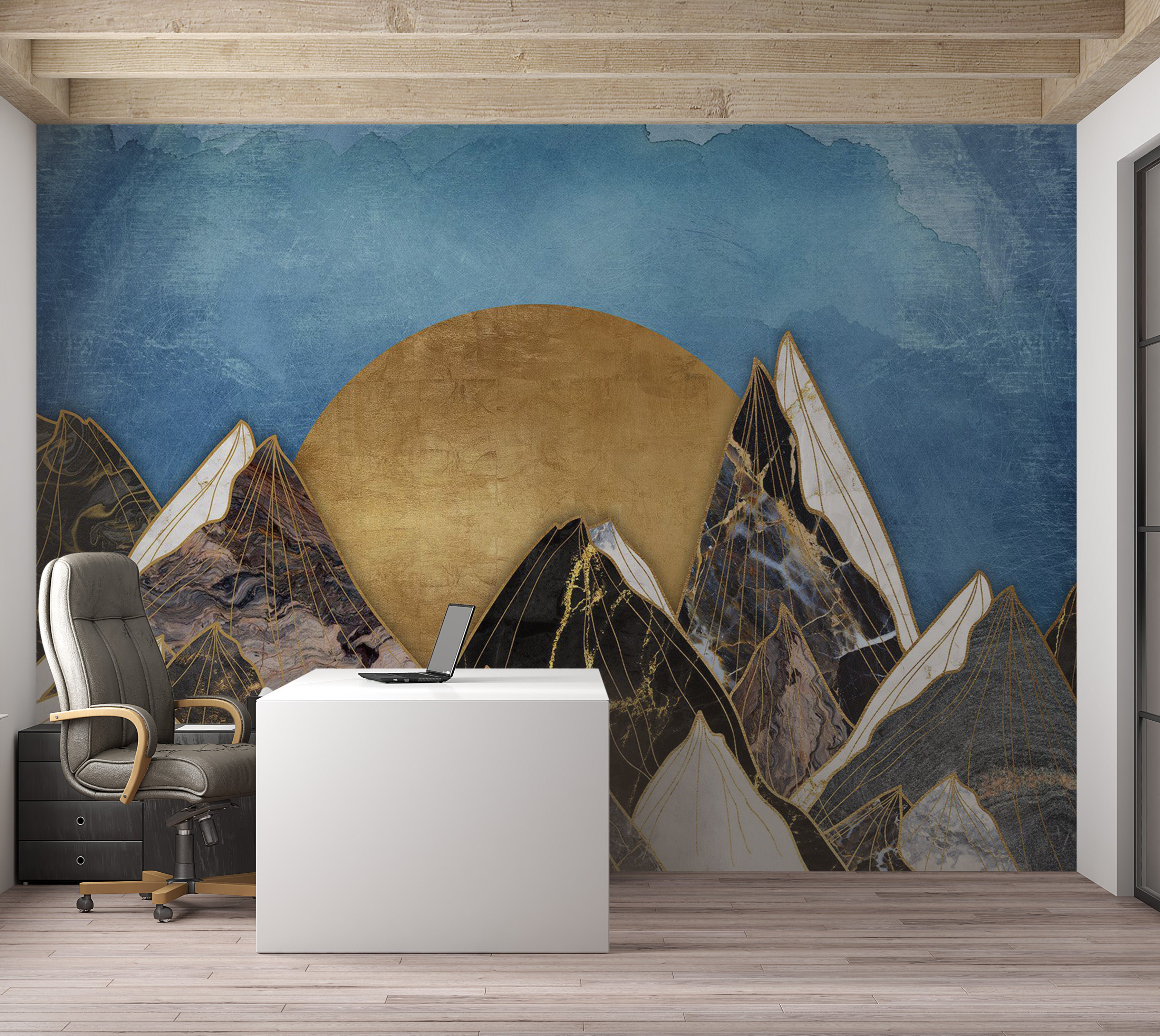 Millwood Pines Peel & Stick Abstract Wall Mural - Geometric Mountain ...