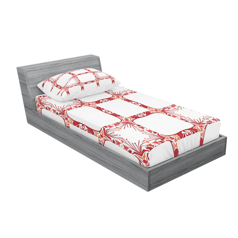 Microfiber Geometric Sheet Set, Twin Sheet Set with Fitted Sheet