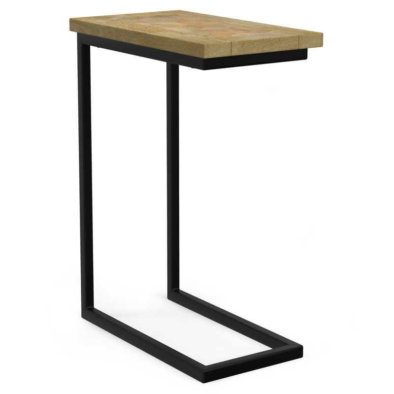 Skyler 18"W Solid Mango Wood C Side Table with Geometric Inlay