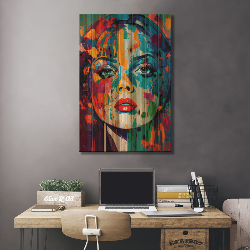 Pop Art Portrait coloré et élégant, H 40 po x l 26 po x P 1,5 po