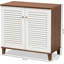Armoire de rangement pour chaussures en bois massif avec 4 tablettes et finition deux tons