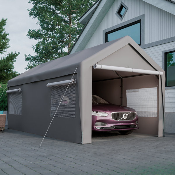Outsunny Large 2-Bay Vehicle Awning Shelter Portable Garage Cover