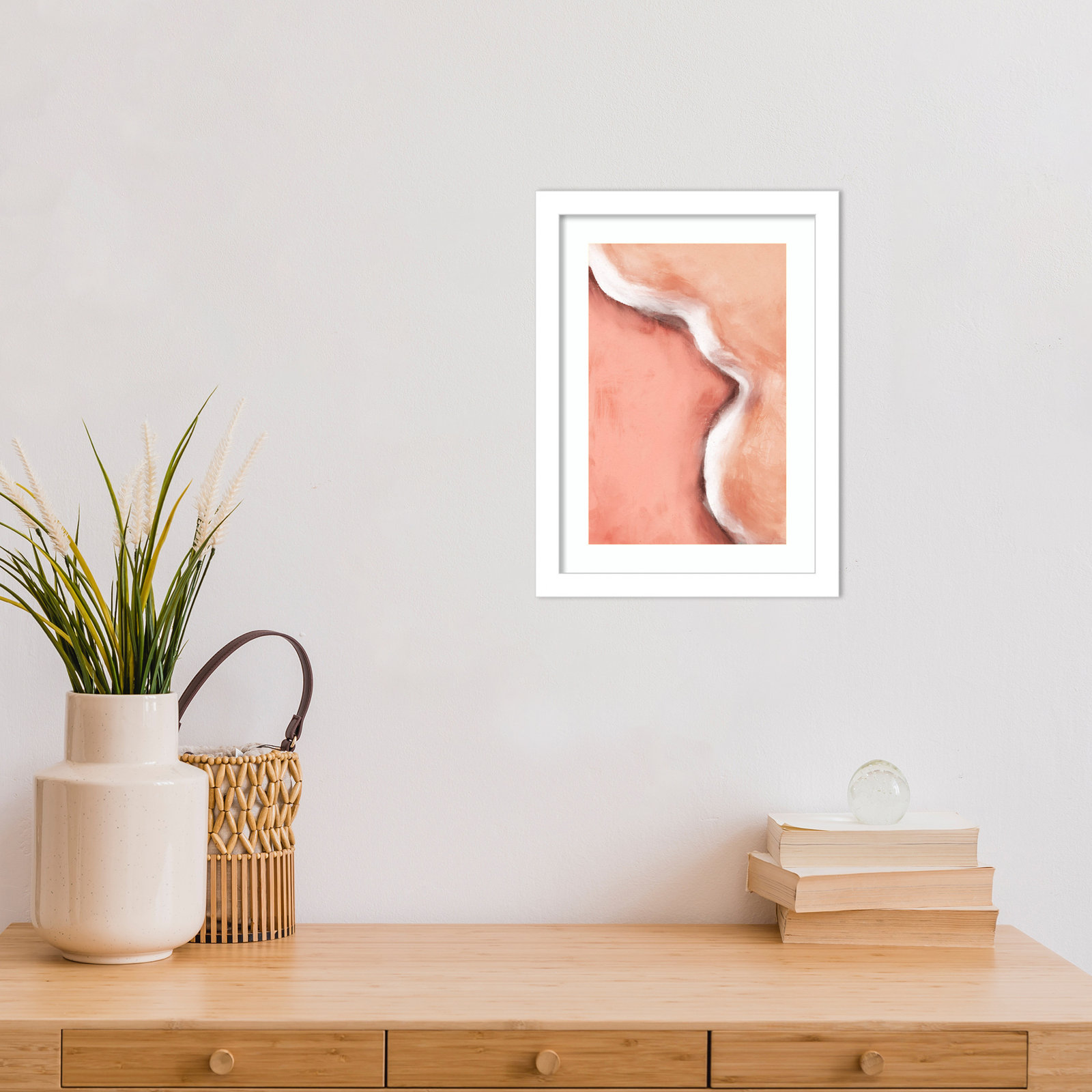 Galya "Peachy Wave" Print by Treechild, White, 13" H x 10" W
