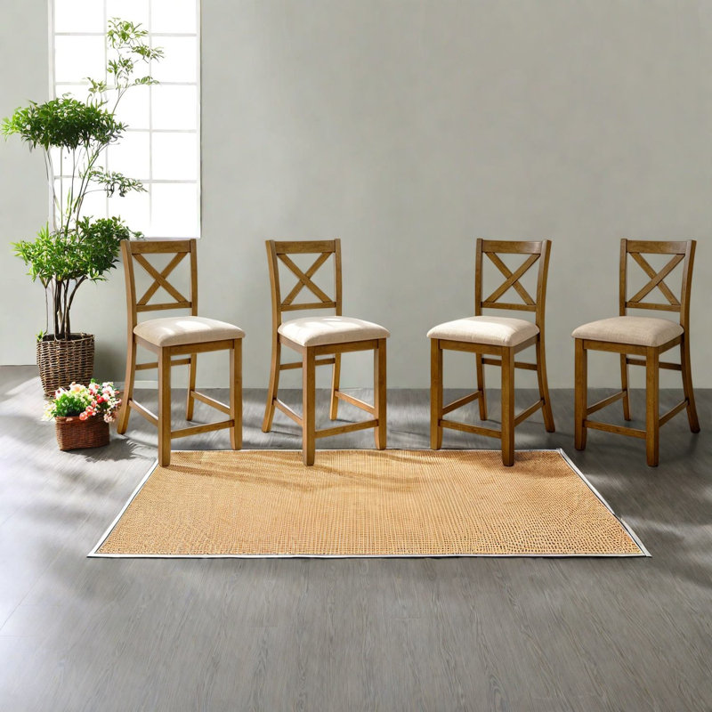 Ensemble de 4 chaises de salle à manger robustes, dossier en bois de chêne, cuisine de ferme