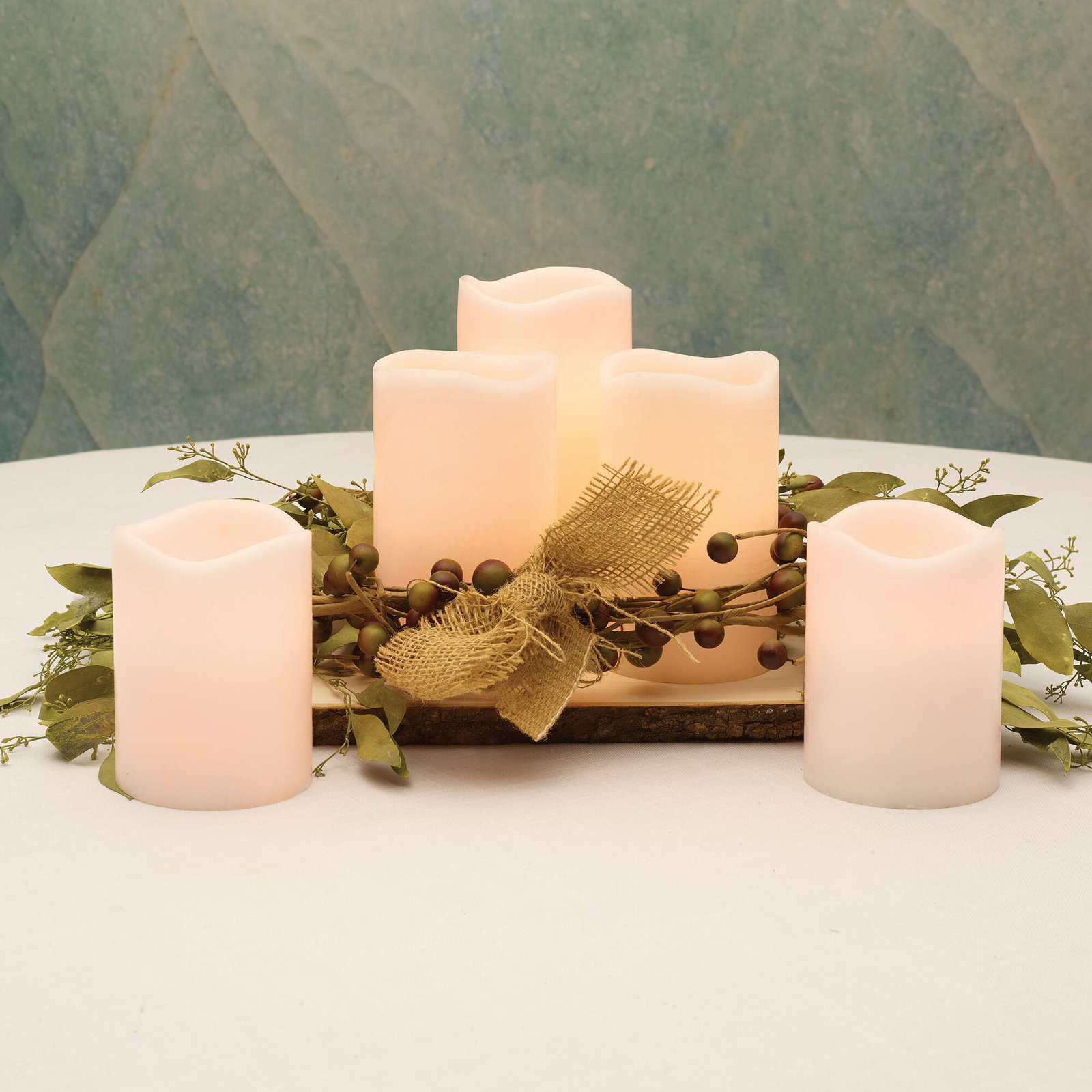 Unscented Pillar Candle Set, 5