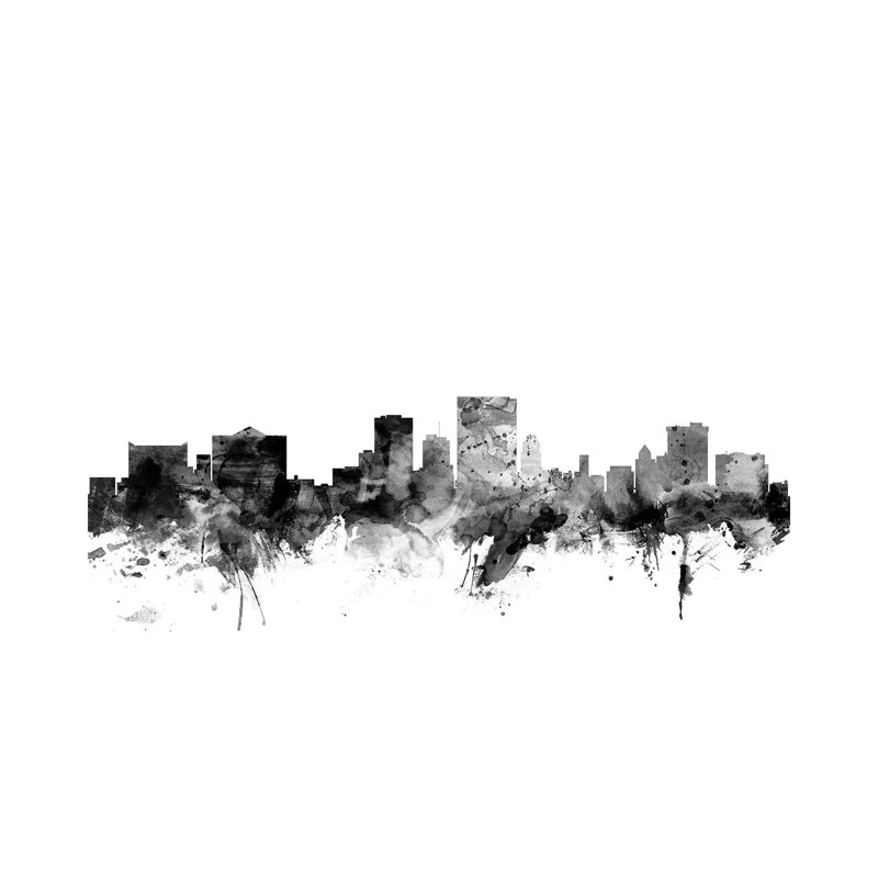 El Paso, Texas In Black & White by Michael Tompsett - Wrapped Canvas Gallery-Wrapped Canvas Giclée