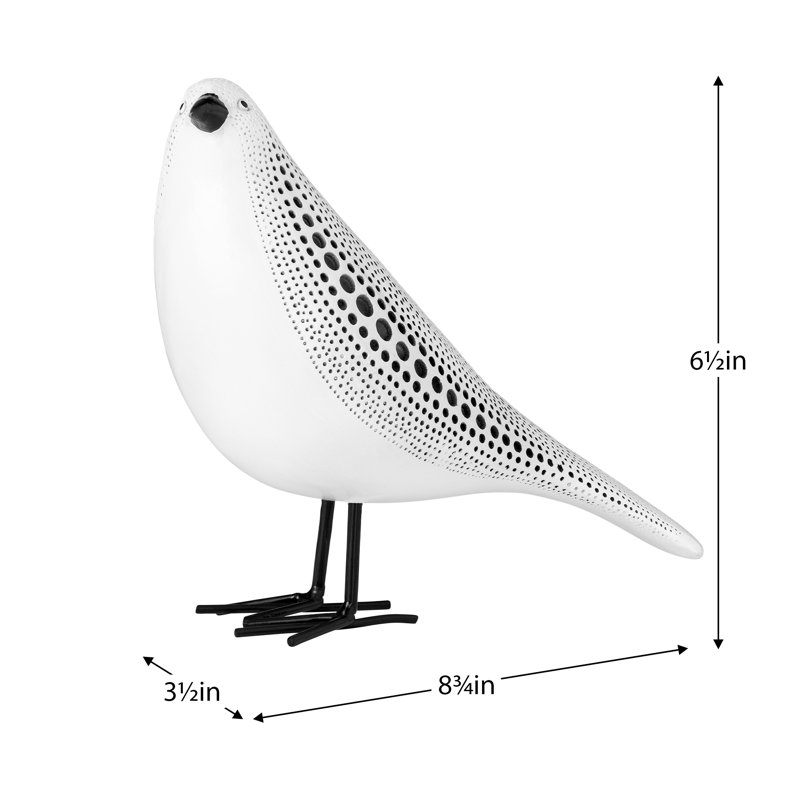 Blumofe Tabletop Resting Bird Statue, White