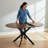 Round Dining Table With Extendable And Durable Metal Legs