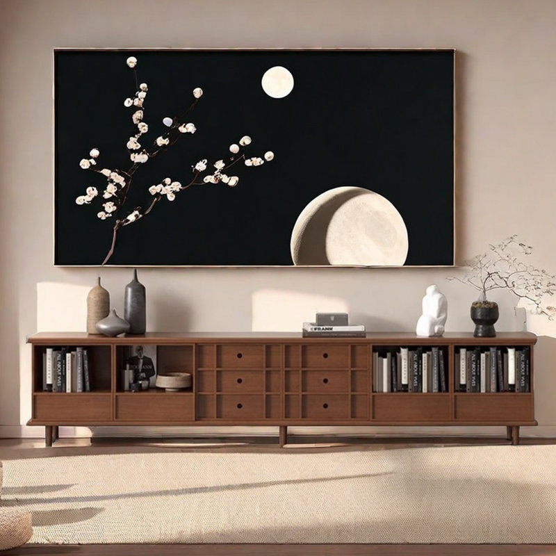 Meuble télé en bois massif avec rangement Design Design, 86.61"