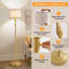 Lampes sur pied dorées à intensité variable pour le salon, ampoule à DEL de 11 W incluse, lampe sur pied avec marbre, grand lampadaire avec abat-jour en lin blanc pour chambre à coucher