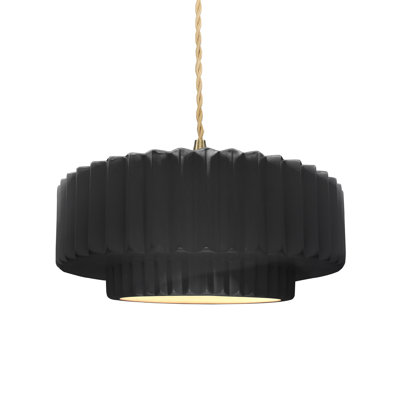 Gela 1-Light Ceramic and Metal Drum Pendant