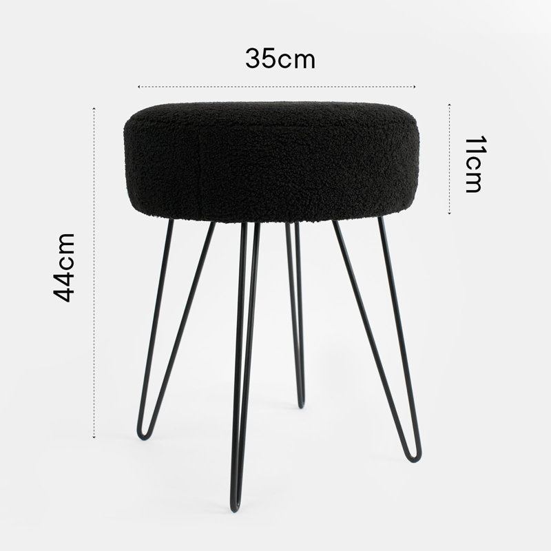 Metal Accent Stool, Polyester, Black