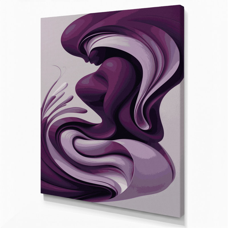 Abstrait art figuratif sur toile mauve 5, H 30 po x l 20 po
