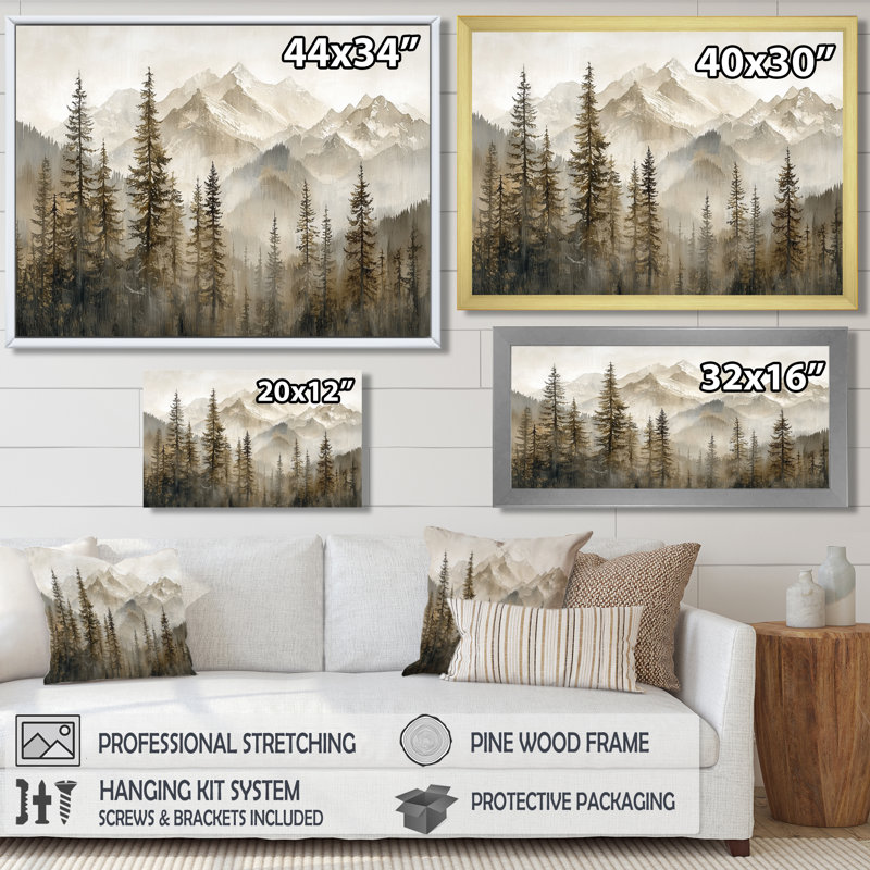 «Timber and Peaks Mountain Simplicity In Winter III», art sur toile, H 34 po x l 44 po, Toile tendue, Ne s’applique pas