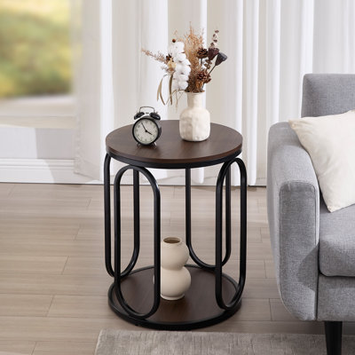 Table de bout ronde avec rangement Carnforth H 24,4 po