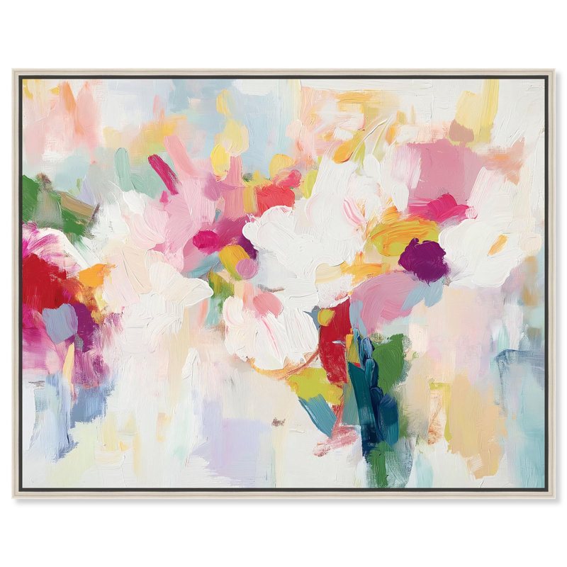 «Saturated Colors I Canvas Abstracts» par, H 37 po x l 46 po, Cadre argenté