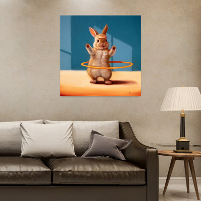 Gym Bunny - Hula Hoop Contemporary Rabbit Urban Forest Art