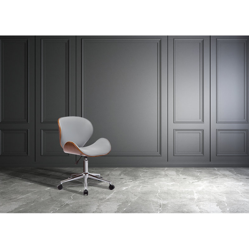 Bradford Faux Leather Office Chair with Chrome Base, Gray